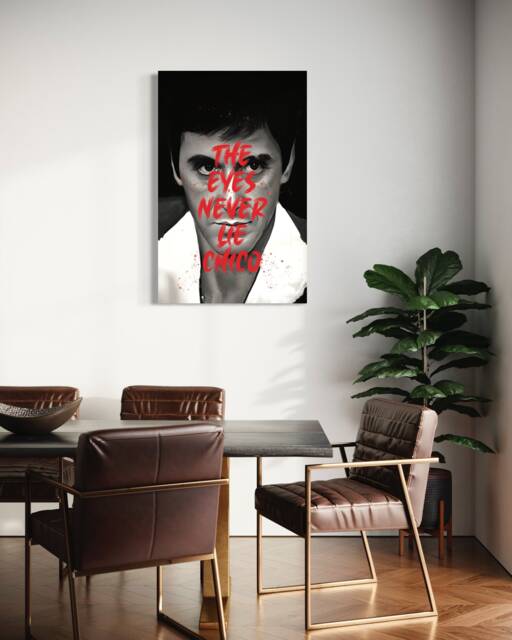 Scarface Eyes Never Lie Handcrafted French Velvet Canvas Modern Wall Art For Unique Home Decor Painting Hanging Bespoke Design - image 1