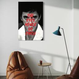 Scarface Eyes Never Lie Handcrafted French Velvet Canvas Modern Wall Art For Unique Home Decor Painting Hanging Bespoke Design - thumbnail 3