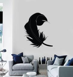 Wall Vinyl Decal Birds Feather Symbol Of Virtue Love Romance Bedroom Modern Home Decor - #1094Dz - thumbnail 1