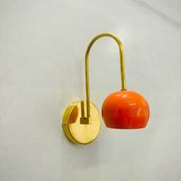 Modern Mid-Century Handmade Orange Ball Light Brass Wall Sconce Perfect For Home Decor Luxury Light - thumbnail 2