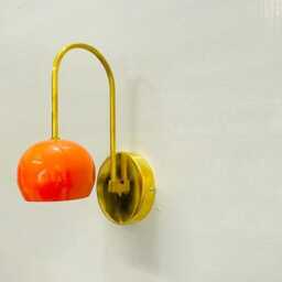 Modern Mid-Century Handmade Orange Ball Light Brass Wall Sconce Perfect For Home Decor Luxury Light - thumbnail 3