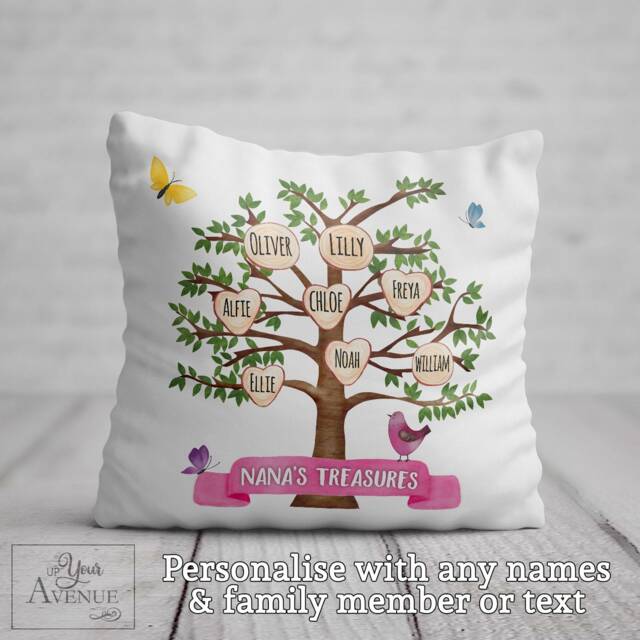 Nanna Cushion Nanny Birthday Gift Grandma Nan Personalised Family Tree Pillow Custom Grandkids Names Nana Keepsake From Grandchildren - image 1