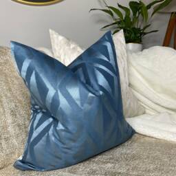 Decorative Cushion Cover - Throw Pillow For Sofa Or Bed Size Geometric Design in Indigo Blue Modern Eye Catching - thumbnail 1