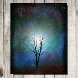 starry Night, Tree Art Print.blue-Tree Print Giclee Print, Art, Print, Gift, Art Collectibles, Wall Art, Wall Decor - thumbnail 2