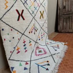 Colorful Moroccan Berber Rug Handmade Lamb Wool Beni Ourain Rug - 5.4 X 8.5 Ft - thumbnail 2