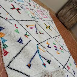 Colorful Moroccan Berber Rug Handmade Lamb Wool Beni Ourain Rug - 5.4 X 8.5 Ft - thumbnail 3