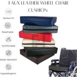 Memory Foam Wheelchair Faux Leather Seat Pad, Pressure Relief Cushion, Water-Resistant, Zipped, Durable, Black, Brown, Grey, Red, Cream - thumbnail 1