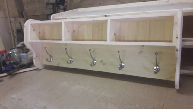 4Ft Solid Pine Wall Mounted Coat Rack With Storage Compartments Any Size Made. Delivery Cost Shown On The 2nd Photo - image 1