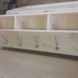 4Ft Solid Pine Wall Mounted Coat Rack With Storage Compartments Any Size Made. Delivery Cost Shown On The 2nd Photo - thumbnail 4