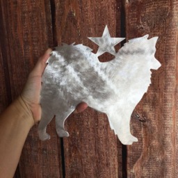 American Eskimo Dog, Christmas Tree Topper, Holiday Decoration, Wreath Aluminum, Metal, Dog Stars, Unique Gifts - thumbnail 4