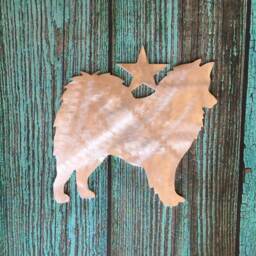 American Eskimo Dog, Christmas Tree Topper, Holiday Decoration, Wreath Aluminum, Metal, Dog Stars, Unique Gifts