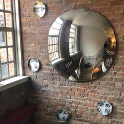 Large Antiqued Convex Wall Mirror - Ferrara Foxed Glass - 47
