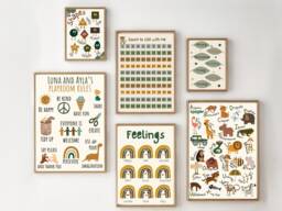 Safari & Jungle Themed Set Of Educational Playroom Prints. Gallery Wall Prints, Printed Shipped - Prints Only - thumbnail 1