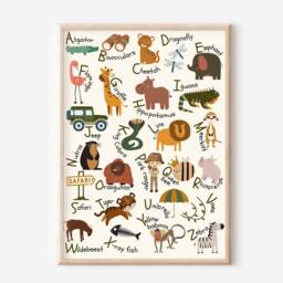 Safari & Jungle Themed Set Of Educational Playroom Prints. Gallery Wall Prints, Printed Shipped - Prints Only - thumbnail 2