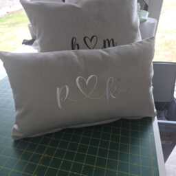 Personalised Scatter Cushion, Embroidered Initials & Heart, Couples Wedding Bedroom Home Decor Gift - thumbnail 4