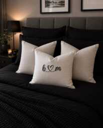 Personalised Scatter Cushion, Embroidered Initials & Heart, Couples Wedding Bedroom Home Decor Gift