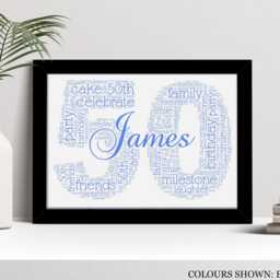 Personalised 50Th Word Art Print, Birthday Gift, Custom Wall Framed Picture, Present For Him, Her, Men, Women Nl - thumbnail 2
