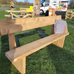 Elegant Wooden Garden Bench Farmhouse Simplistic Style 6Ft Long Memorial Seat - thumbnail 4