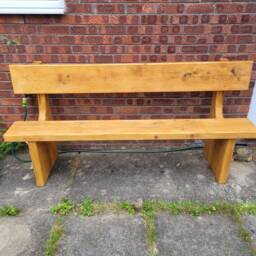 Elegant Wooden Garden Bench Farmhouse Simplistic Style 6Ft Long Memorial Seat - thumbnail 3