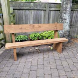 Elegant Wooden Garden Bench Farmhouse Simplistic Style 6Ft Long Memorial Seat - thumbnail 2