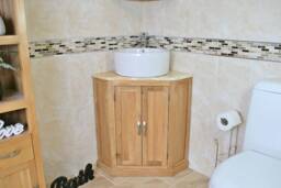 Bathroom Vanity Unit Oak Corner Wash Stand Golden Onyx Top Ceramic Basin Choice 501Gocbc