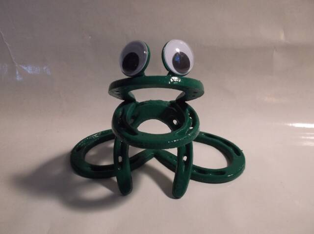 Horseshoe Frog Garden Art Recycled Metal Toad Decor - image 1