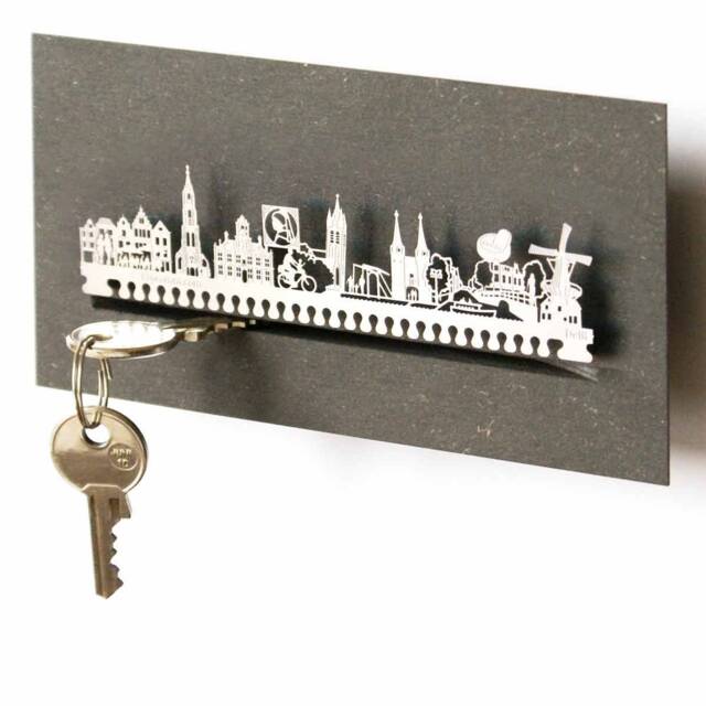 Delft Skyline Key Rack Dutch Souvenir Gift Tube, Stainless Steel - image 1