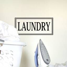 Laundry Wall Decal With Rectangle Border, Glass Door Decals, Classy Modern Vinyl Lettering - thumbnail 2
