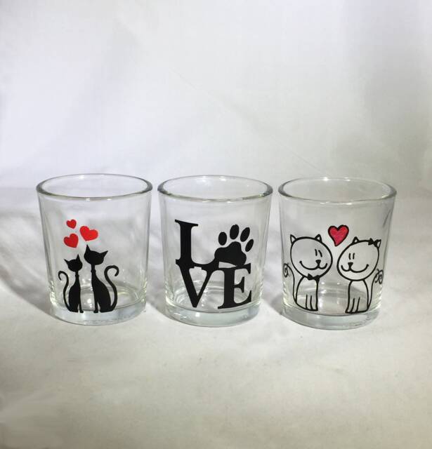 Valentine Votive Candle Holder Set Frosted Or Clear Glass - image 1