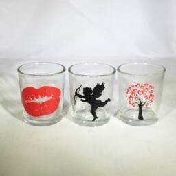 Valentine Votive Candle Holder Set Frosted Or Clear Glass - thumbnail 3