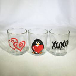 Valentine Votive Candle Holder Set Frosted Or Clear Glass - thumbnail 2