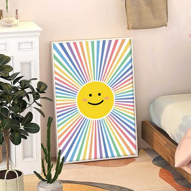 Sunshine Smile Sun For Kids Art Canvas Poster, Classroom Quotes, Children's Room Aesthetic Decor, Printed Gift - image 1