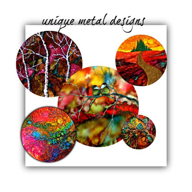 Handpainted Metal Wall Art Floral Bird Design, Round Decor - image 1