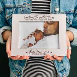 Personalised Baby Photo Frame - New Gifts For Grandma, Parent Gift, Newborn Keepsake, Engraved 6x4 5x7, Christmas Gift - thumbnail 1