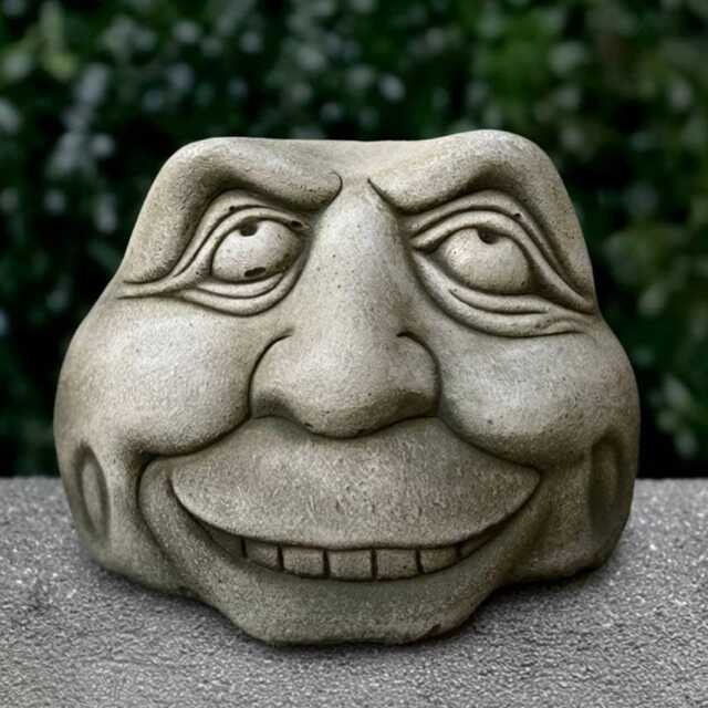 Stone Smile Face Statue Concrete Happy Bust Sculpture Outdoor Person Head Ornament Garden & Home Decoration Face Lover Gift - image 1