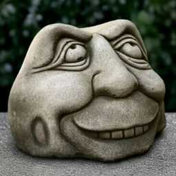 Stone Smile Face Statue Concrete Happy Bust Sculpture Outdoor Person Head Ornament Garden & Home Decoration Face Lover Gift - thumbnail 2