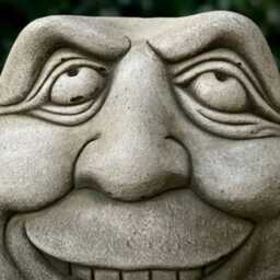 Stone Smile Face Statue Concrete Happy Bust Sculpture Outdoor Person Head Ornament Garden & Home Decoration Face Lover Gift - thumbnail 4