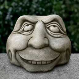 Stone Smile Face Statue Concrete Happy Bust Sculpture Outdoor Person Head Ornament Garden & Home Decoration Face Lover Gift - thumbnail 1