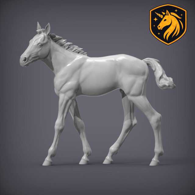 Foal - Walking Pose - Unpainted Resin Model - Realistic Young Horse Sculpture - image 1