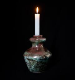 Handmade Raku Ceramic Candle Holder Turquoise Glaze Pottery