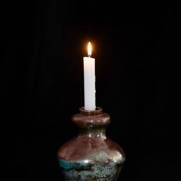 Handmade Raku Ceramic Candle Holder Turquoise Glaze Pottery - thumbnail 3