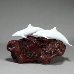 Dolphin Duo By John Perry 5In Long Pellucida Sculpture Figurine Decor - thumbnail 2