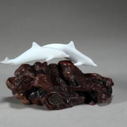 Dolphin Duo By John Perry 5In Long Pellucida Sculpture Figurine Decor - thumbnail 3
