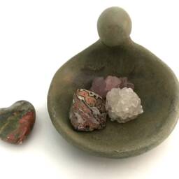 Goddess Pottery Bowl Sweet Pea Green Ceramic Catchall, Tea Light Holder - thumbnail 3