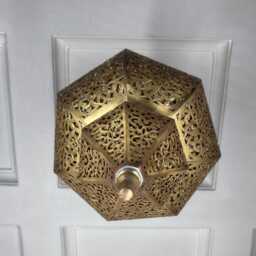 Handmade Moroccan Brass Pendant Light - Engraved Filigree Chandelier - thumbnail 4