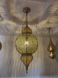 Handmade Moroccan Brass Pendant Light - Engraved Filigree Chandelier