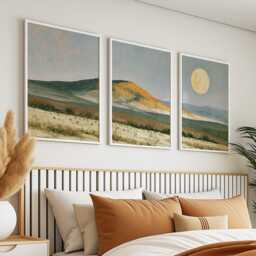Orange Hill Trio, Neutral Landscape Wall Art Set - thumbnail 3