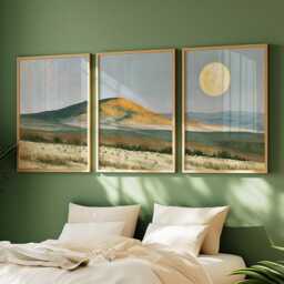 Orange Hill Trio, Neutral Landscape Wall Art Set - thumbnail 2