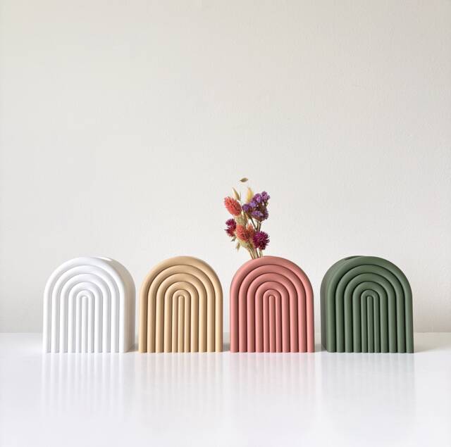 Boho Rainbow Flower Vase/Minimalist For Dry Florals Shelf Decor 3D Printed - image 1