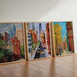 Set Of 3 Philadelphia Posters, Usa Wall Art Prints, Travel Poster Set, Philly Skyline Historic City Decor Posters - thumbnail 2